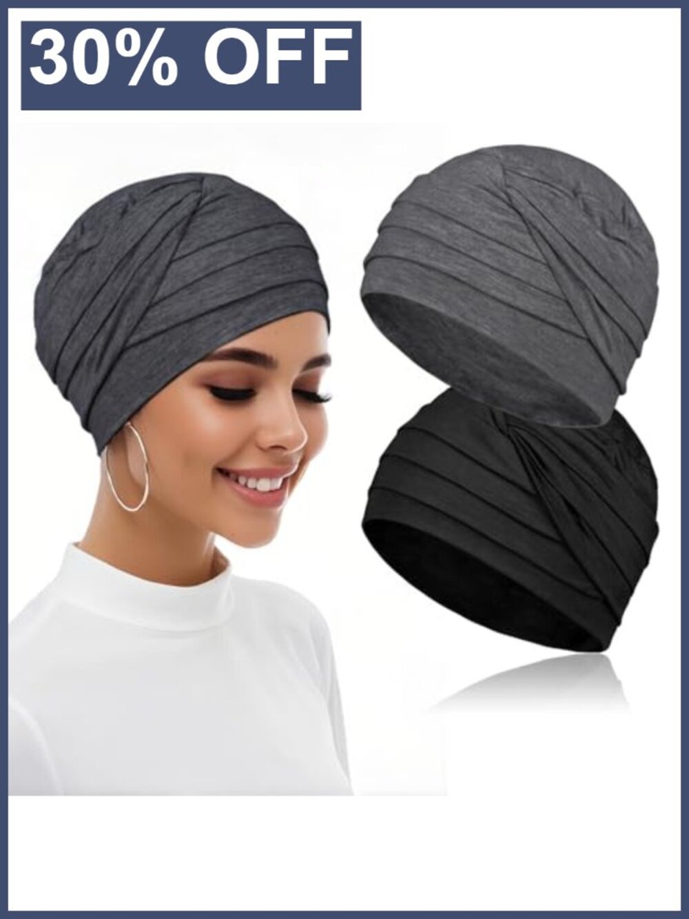 Soft Rayon Cotton Chemo Turban Headwrap Pack of 2 for Hair Loss